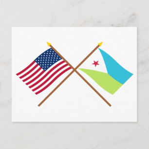 US and Djibouti Crossed Flags Postcard