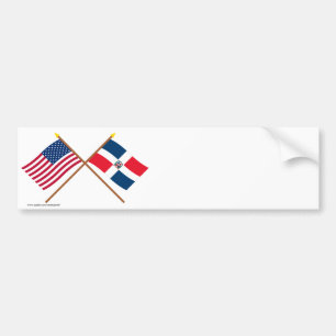 US and Dominican Republic Crossed Flags Bumper Sticker