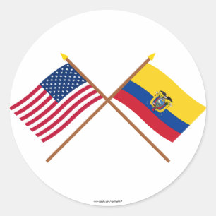 US and Ecuador Crossed Flags Classic Round Sticker