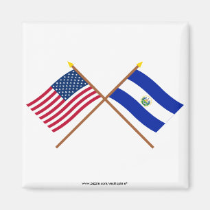 US and El Salvador Crossed Flags Magnet