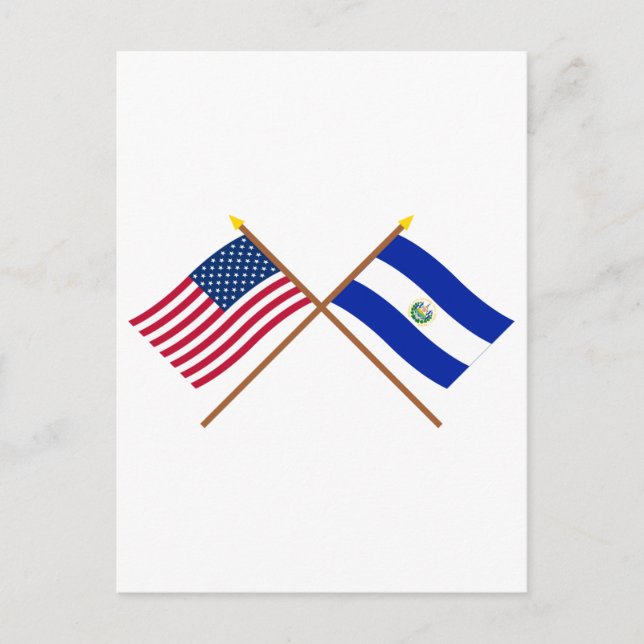 US and El Salvador Crossed Flags Postcard (Front)