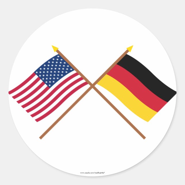 US and Germany Crossed Flags Classic Round Sticker (Front)