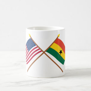US and Ghana Crossed Flags Coffee Mug