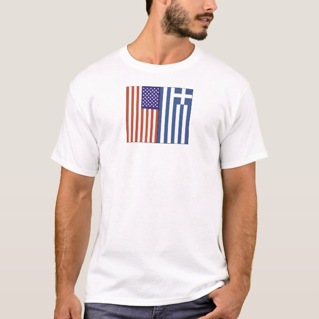US and Greece Flags T-Shirt (Front)