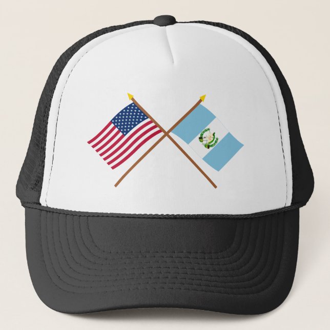 US and Guatemala Crossed Flags Trucker Hat (Front)