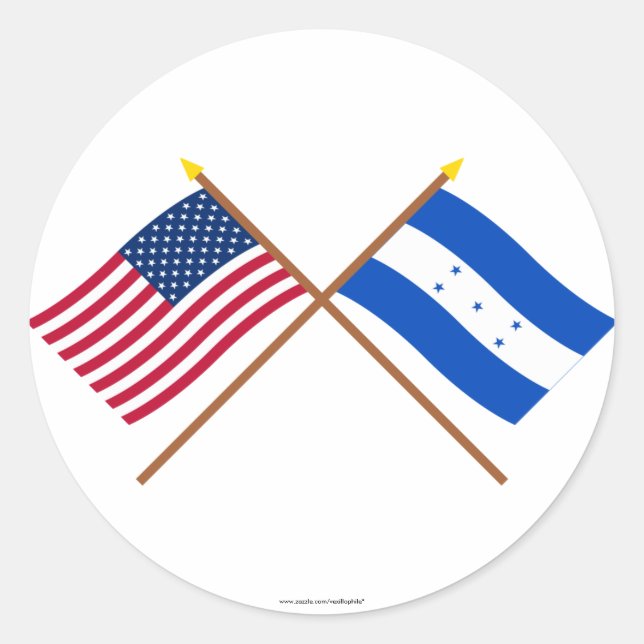 US and Honduras Crossed Flags Classic Round Sticker (Front)