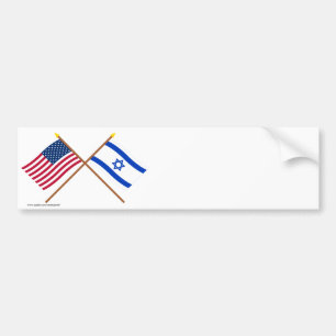 US and Israel Crossed Flags Bumper Sticker