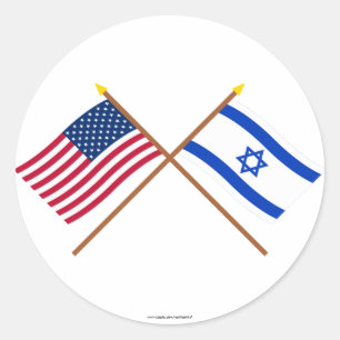 US and Israel Crossed Flags Classic Round Sticker