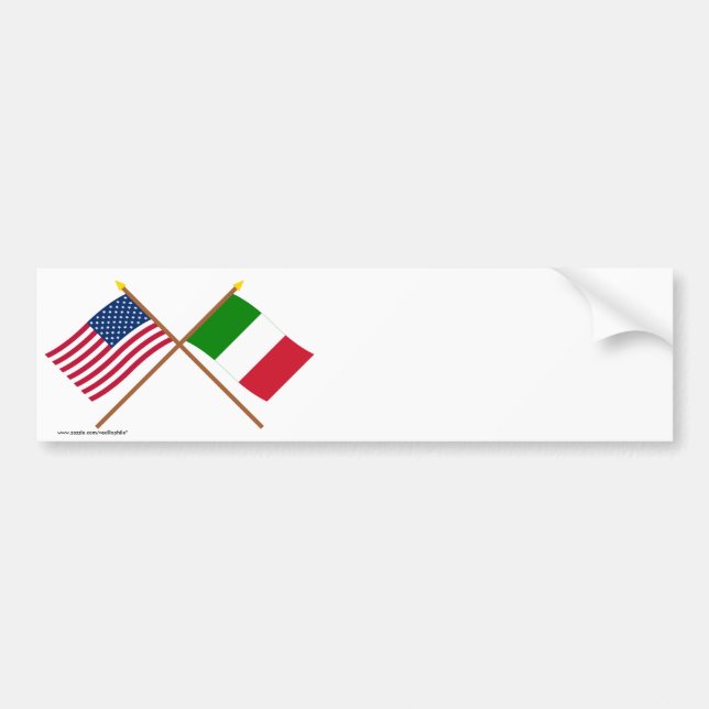 US and Italy Crossed Flags Bumper Sticker (Front)