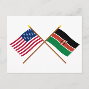 US and Kenya Crossed Flags Postcard