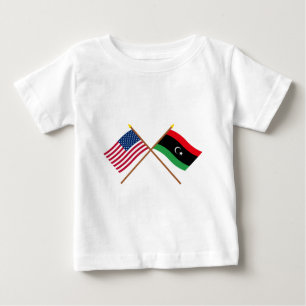 US and Libya Crossed Flags Baby T-Shirt