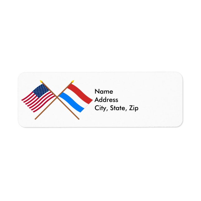 US and Luxembourg Crossed Flags Return Address Label (Front)