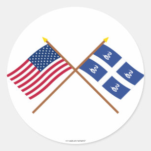 US and Martinique Crossed Flags Classic Round Sticker