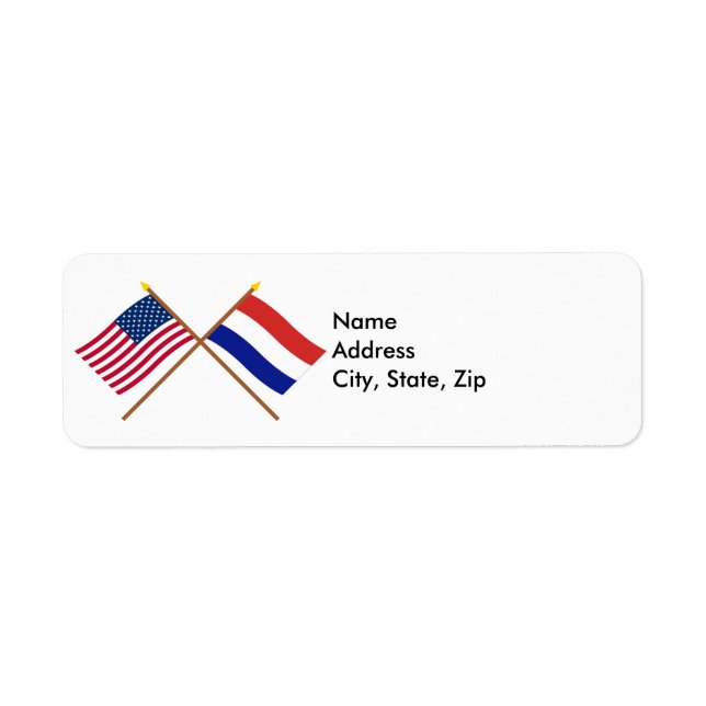 US and Netherlands Crossed Flags Return Address Label (Front)