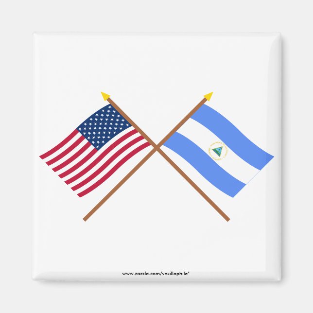 US and Nicaragua Crossed Flags Magnet (Front)