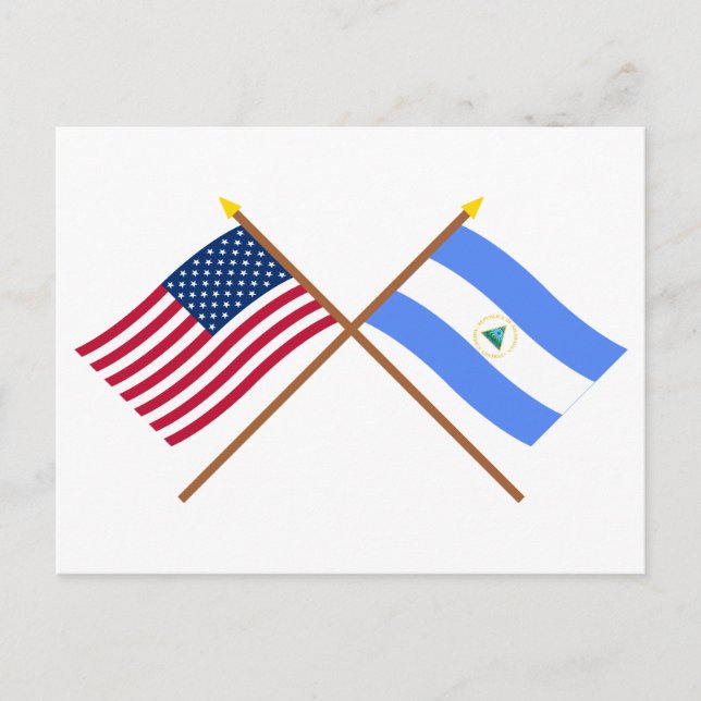 US and Nicaragua Crossed Flags Postcard (Front)