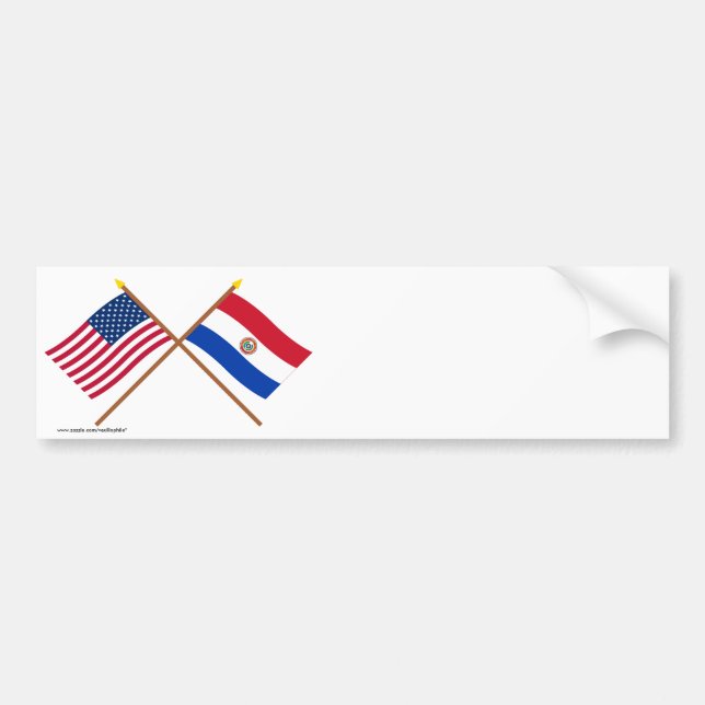 US and Paraguay Crossed Flags Bumper Sticker (Front)