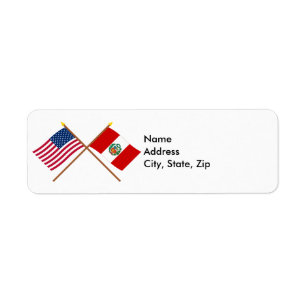 US and Peru Crossed Flags Return Address Label