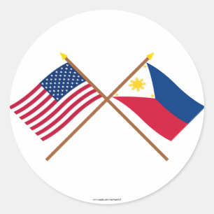 US and Philippines Crossed Flags Classic Round Sticker