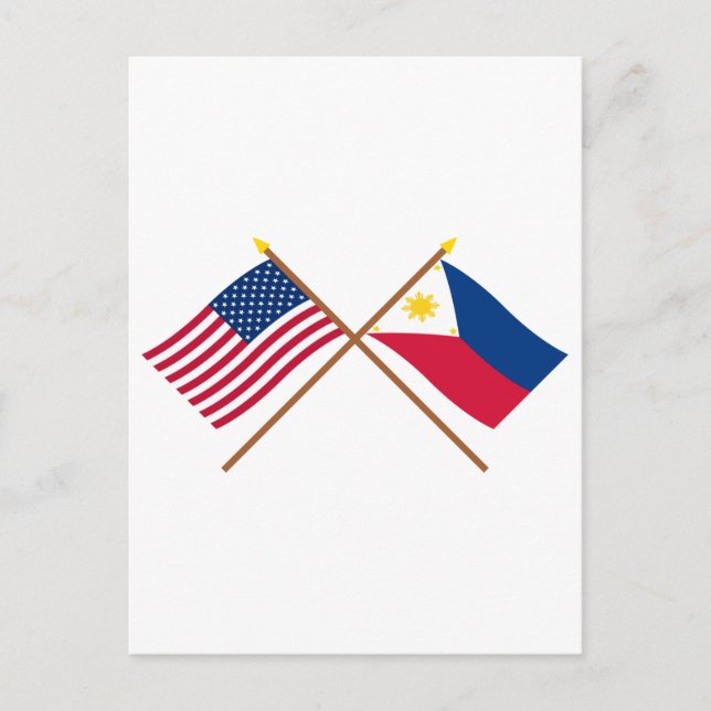 US and Philippines Crossed Flags Postcard (Front)