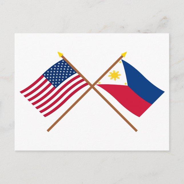 US and Philippines Crossed Flags Postcard (Front)