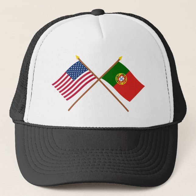 US and Portugal Crossed Flags Trucker Hat (Front)