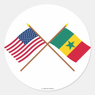 US and Senegal Crossed Flags Classic Round Sticker