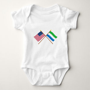 US and Sierra Leone Crossed Flags Baby Bodysuit