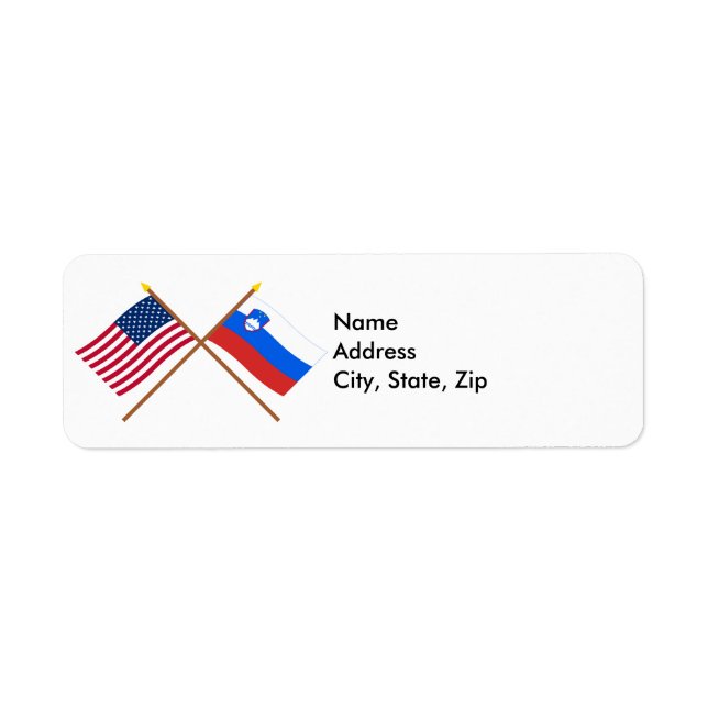 US and Slovenia Crossed Flags Return Address Label (Front)
