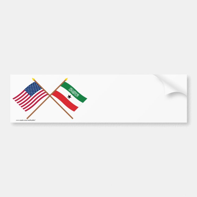 US and Somaliland Crossed Flags Bumper Sticker (Front)
