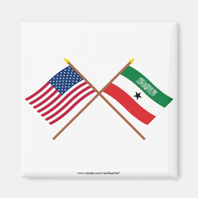 US and Somaliland Crossed Flags Magnet (Front)
