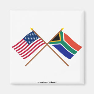 US and South Africa Crossed Flags Magnet