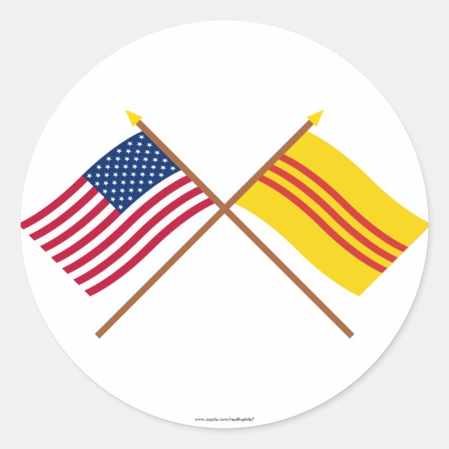US and South Vietnam Crossed Flags Classic Round Sticker (Front)