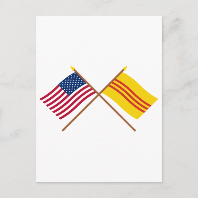US and South Vietnam Crossed Flags Postcard (Front)