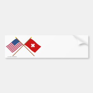 US and Switzerland Crossed Flags Bumper Sticker