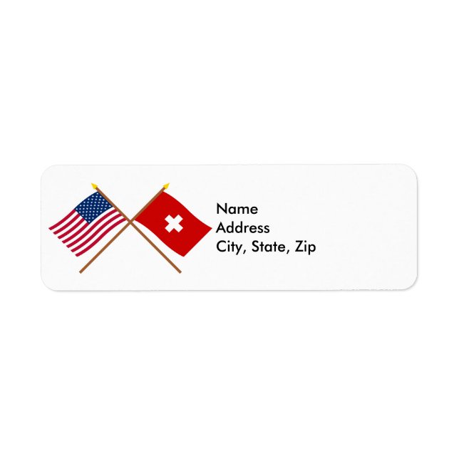 US and Switzerland Crossed Flags Return Address Label (Front)