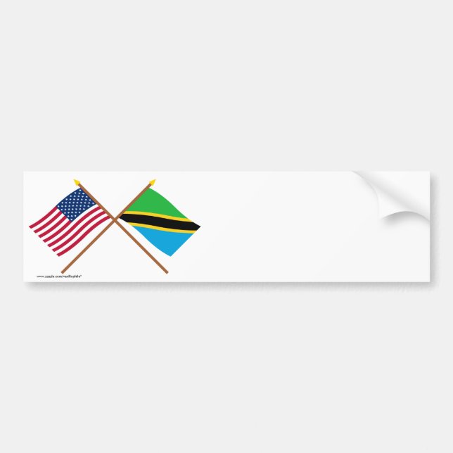 US and Tanzania Crossed Flags Bumper Sticker (Front)