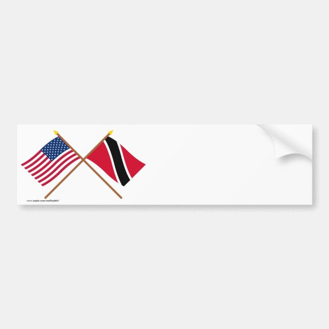 US and Trinidad & Tobago Crossed Flags Bumper Sticker (Front)