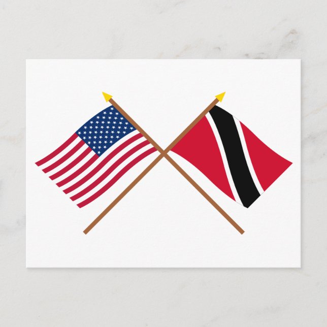 US and Trinidad & Tobago Crossed Flags Postcard (Front)