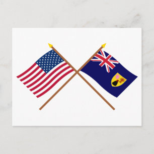 US and Turks & Caicos Crossed Flags Postcard