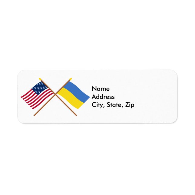 US and Ukraine Crossed Flags Return Address Label (Front)