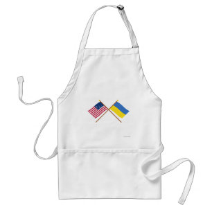 US and Ukraine Crossed Flags Standard Apron