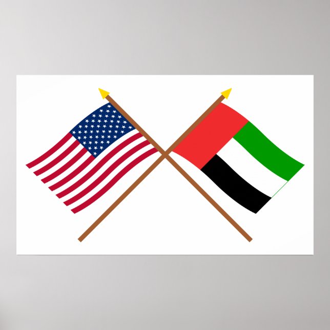 US and United Arab Emirates Crossed Flags Poster (Front)