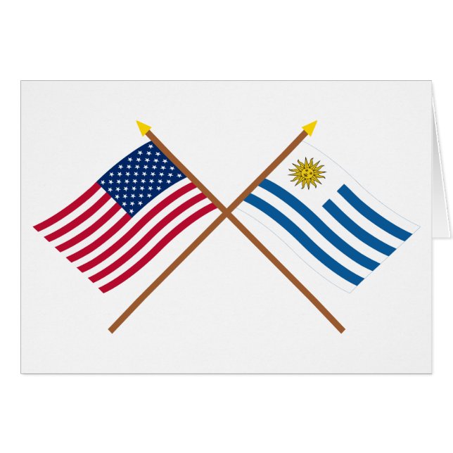 US and Uruguay Crossed Flags (Front Horizontal)