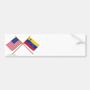 US and Venezuela Crossed Flags Bumper Sticker