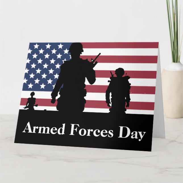 US Armed Forces Day American Flag with Soldiers Card (Front)