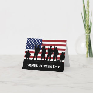 US Armed Forces Day Soldiers American Flag Art Card