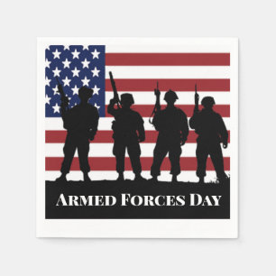 US Armed Forces Day Soldiers American Flag Art Napkin