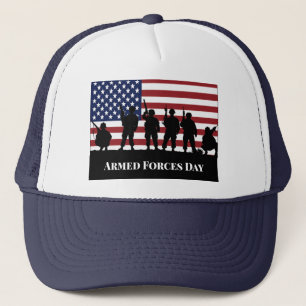 US Armed Forces Day Soldiers American Flag Art Trucker Hat