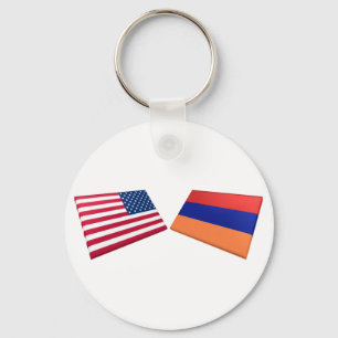 US & Armenia Flags Key Ring
